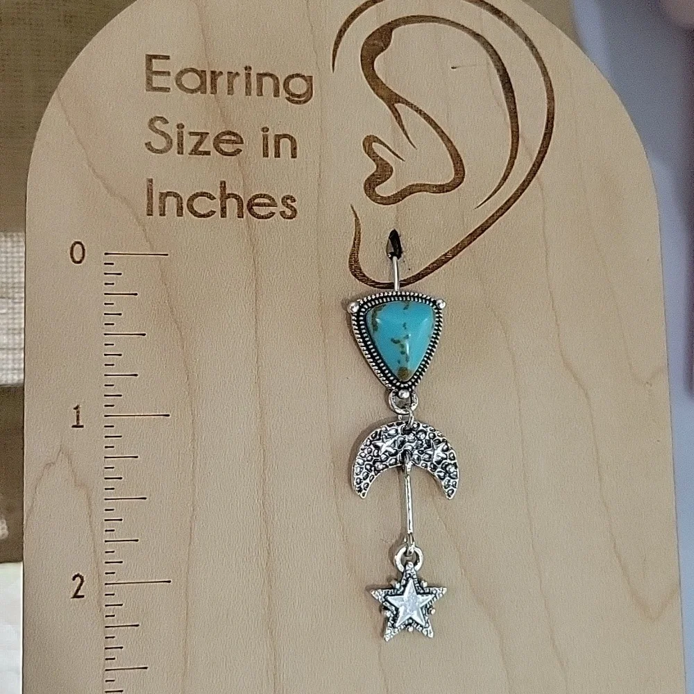 π₯LAST PAIRπ₯ Country Sky Turquoise Star Drop Earrings - Picture 3 of 6